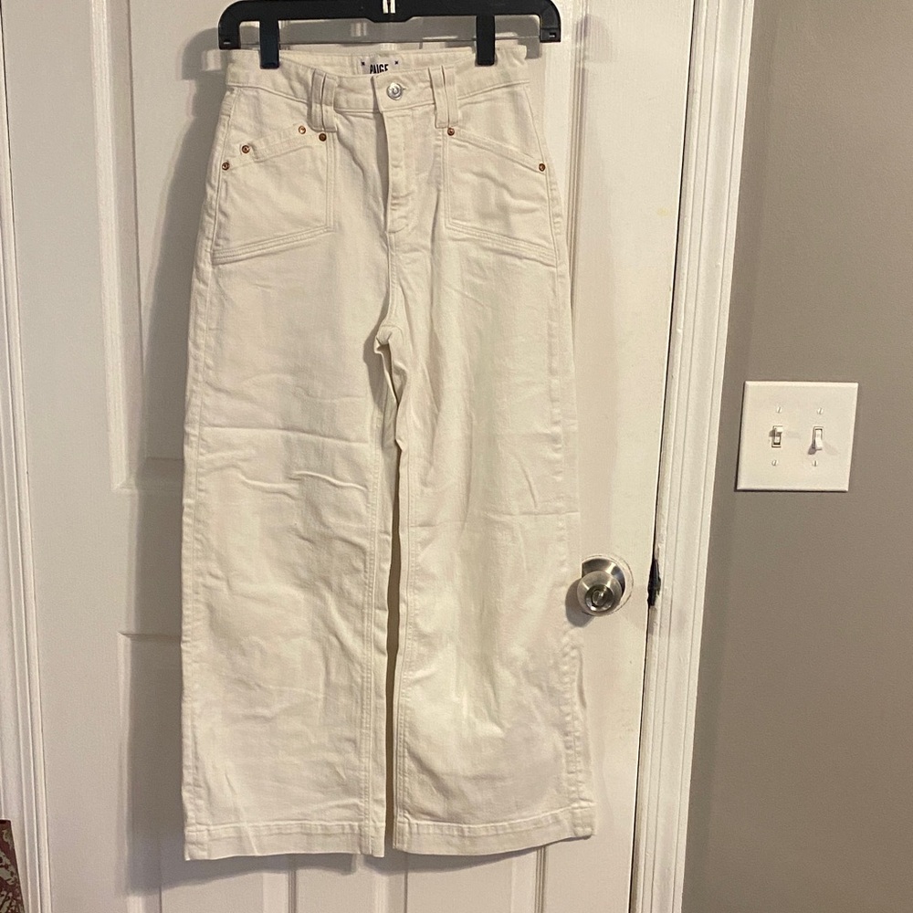 PAIGE Cream Flare & Wide Leg Jeans